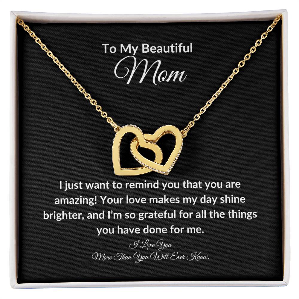 To My Beautiful Mom Two Hearts Necklace