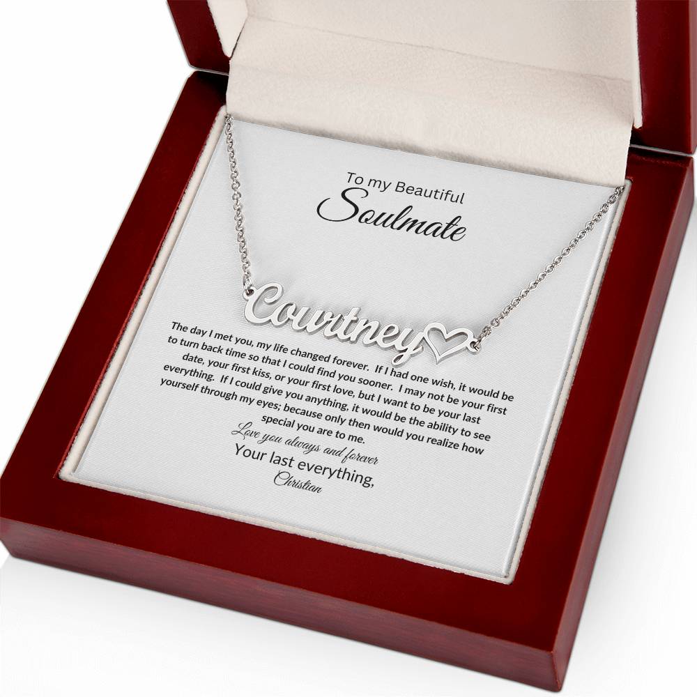 To My Soulmate | Name Necklace with Heart