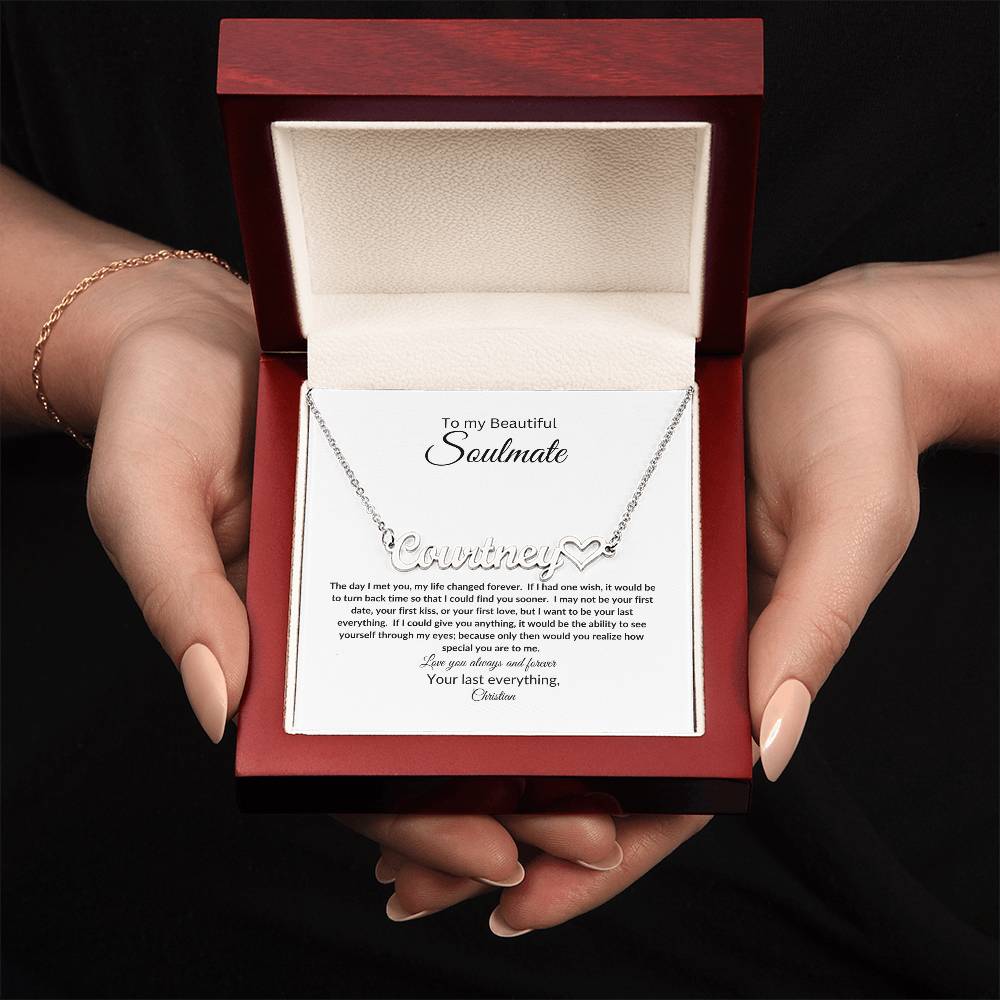 To My Soulmate | Name Necklace with Heart