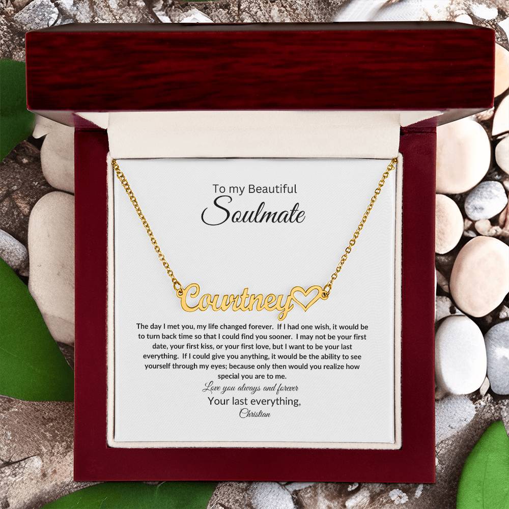 To My Soulmate | Name Necklace with Heart