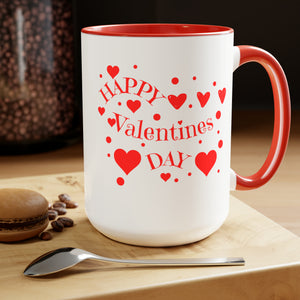 Happy Valentines Day Two-Tone Coffee Mugs, 15oz