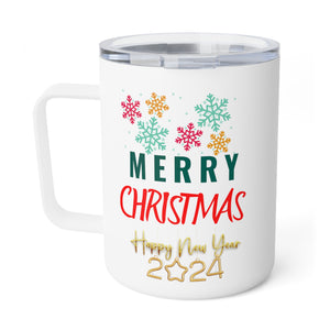 Merry Christmas Insulated Coffee Mug, 10oz