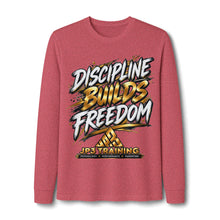 Load image into Gallery viewer, Discipline Builds Freedom Long Sleeve Tee — Motivational Fitness Shirt