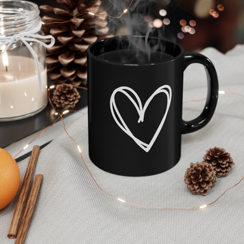 Heart 11oz Black Mug