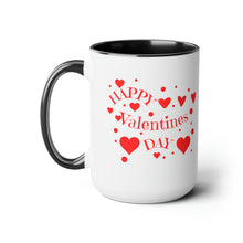 Load image into Gallery viewer, Happy Valentines Day Two-Tone Coffee Mugs, 15oz