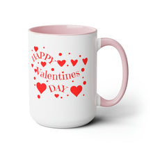 Load image into Gallery viewer, Happy Valentines Day Two-Tone Coffee Mugs, 15oz