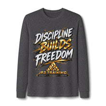 Load image into Gallery viewer, Discipline Builds Freedom Long Sleeve Tee — Motivational Fitness Shirt