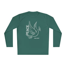 Load image into Gallery viewer, Peace Dove Long Sleeve Tee — John 14:27 Inspirational Christian Shirt