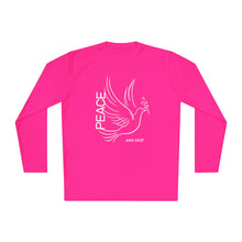 Load image into Gallery viewer, Peace Dove Long Sleeve Tee — John 14:27 Inspirational Christian Shirt