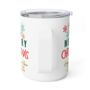 Merry Christmas Insulated Coffee Mug, 10oz