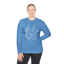 Load image into Gallery viewer, Peace Dove Long Sleeve Tee — John 14:27 Inspirational Christian Shirt