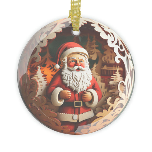 Christmas Ornament -3D Santa Glass Ornaments