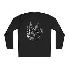 Load image into Gallery viewer, Peace Dove Long Sleeve Tee — John 14:27 Inspirational Christian Shirt