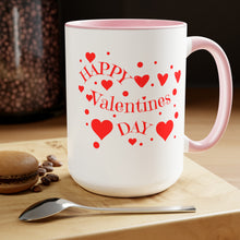 Load image into Gallery viewer, Happy Valentines Day Two-Tone Coffee Mugs, 15oz