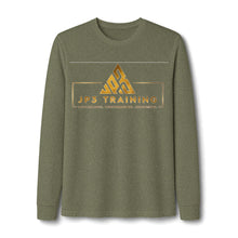 Load image into Gallery viewer, JP3 Training Long Sleeve Tee — Gold Logo Athletic Shirt