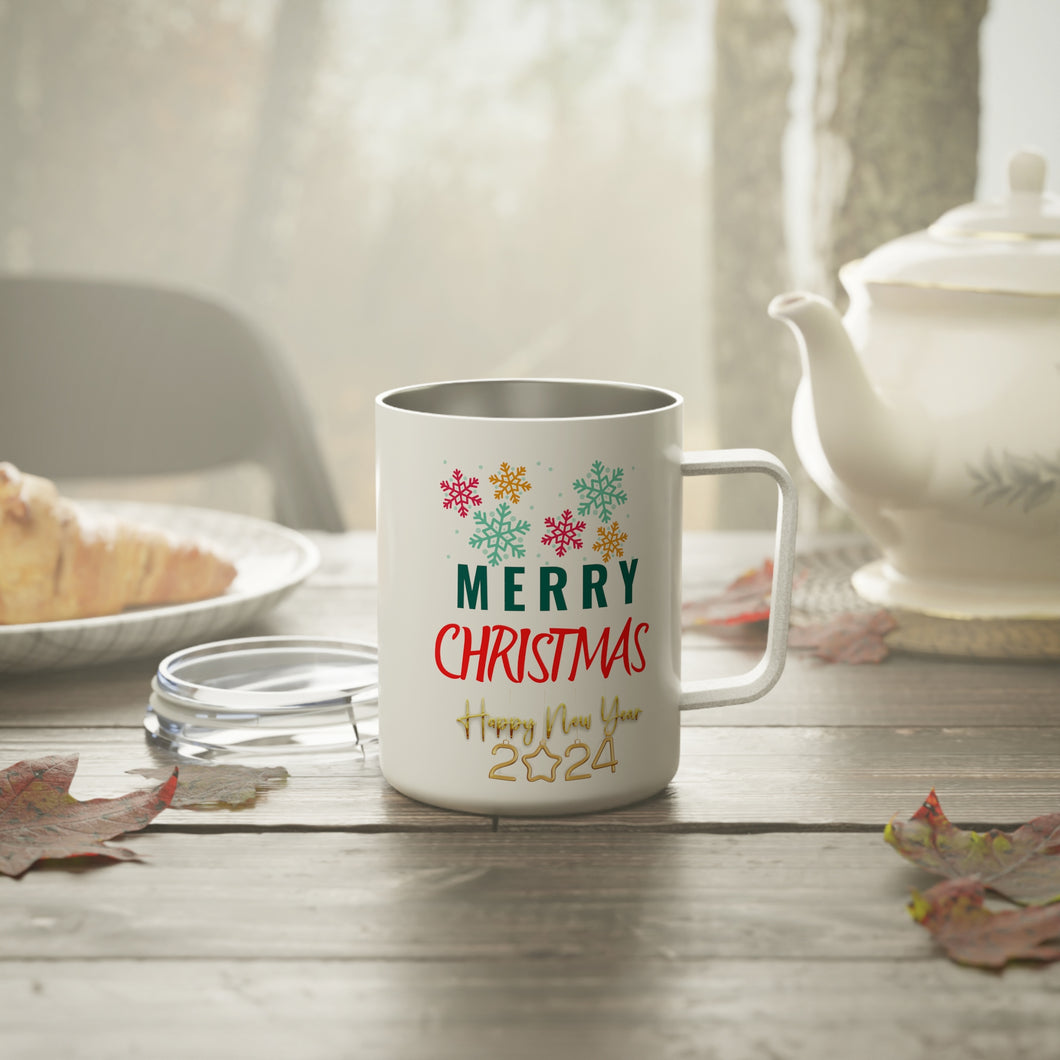 Merry Christmas Insulated Coffee Mug, 10oz