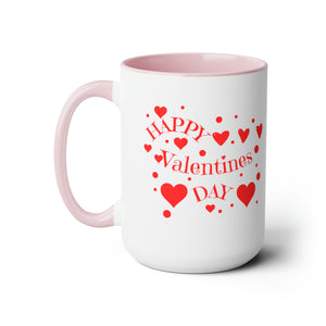 Happy Valentines Day Two-Tone Coffee Mugs, 15oz