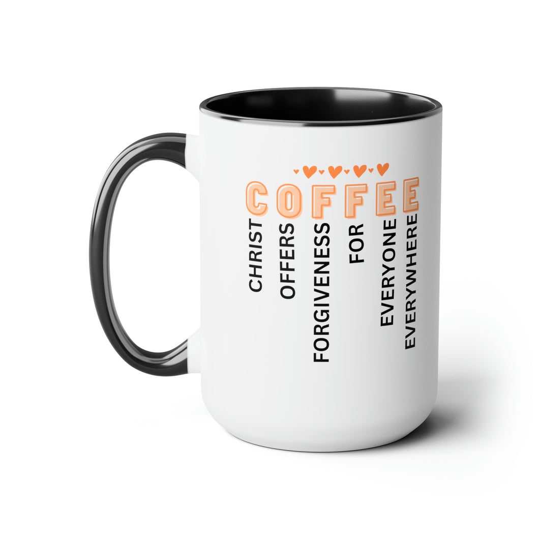 C O F F E E Two-Tone Coffee Mugs, 15oz