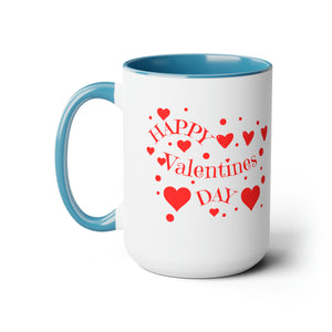 Happy Valentines Day Two-Tone Coffee Mugs, 15oz