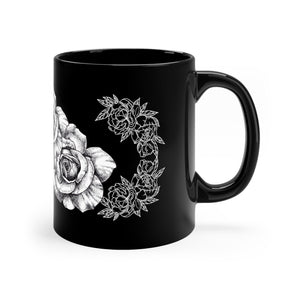 Roses 11oz Black Mug