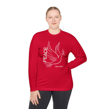 Load image into Gallery viewer, Peace Dove Long Sleeve Tee — John 14:27 Inspirational Christian Shirt
