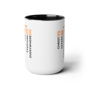 C O F F E E Two-Tone Coffee Mugs, 15oz