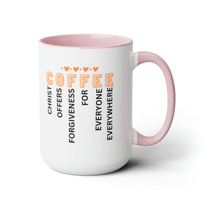 C O F F E E Two-Tone Coffee Mugs, 15oz