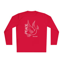 Load image into Gallery viewer, Peace Dove Long Sleeve Tee — John 14:27 Inspirational Christian Shirt