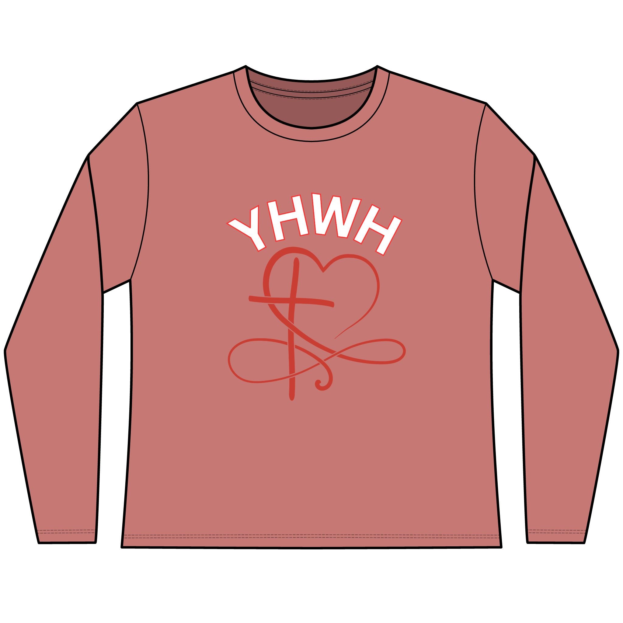 YHWH Heart Long Sleeve Tee — Christian Faith Top