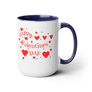 Happy Valentines Day Two-Tone Coffee Mugs, 15oz