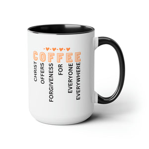 C O F F E E Two-Tone Coffee Mugs, 15oz