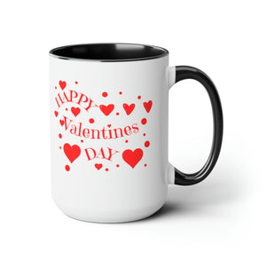 Happy Valentines Day Two-Tone Coffee Mugs, 15oz