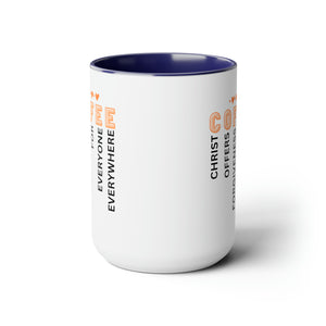 C O F F E E Two-Tone Coffee Mugs, 15oz