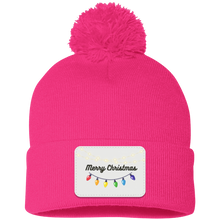 Load image into Gallery viewer, Merry Christmas  Lights-  Pom Pom Knit Cap - Patch