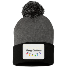 Load image into Gallery viewer, Merry Christmas  Lights-  Pom Pom Knit Cap - Patch