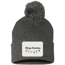 Load image into Gallery viewer, Merry Christmas  Lights-  Pom Pom Knit Cap - Patch