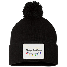 Load image into Gallery viewer, Merry Christmas  Lights-  Pom Pom Knit Cap - Patch