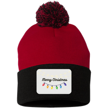 Load image into Gallery viewer, Merry Christmas  Lights-  Pom Pom Knit Cap - Patch