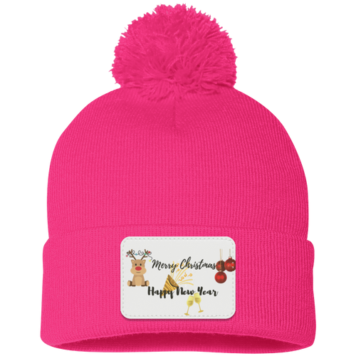 Merry Christmas Pom Pom Knit Cap - Patch