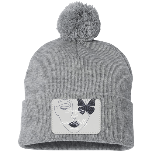 Hat |  Fearfully and wonderfully made!  102923 (1) Gracefully Made Pom Pom Knit Cap - Patch