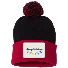 Load image into Gallery viewer, Merry Christmas  Lights-  Pom Pom Knit Cap - Patch