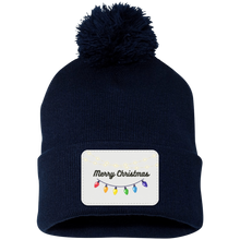 Load image into Gallery viewer, Merry Christmas  Lights-  Pom Pom Knit Cap - Patch