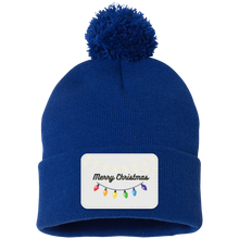 Load image into Gallery viewer, Merry Christmas  Lights-  Pom Pom Knit Cap - Patch