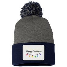 Load image into Gallery viewer, Merry Christmas  Lights-  Pom Pom Knit Cap - Patch