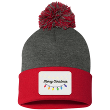 Load image into Gallery viewer, Merry Christmas  Lights-  Pom Pom Knit Cap - Patch