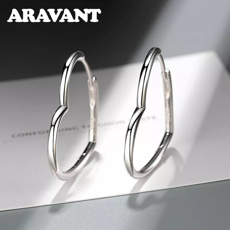 9.25 Silver Heart Hoop Earring