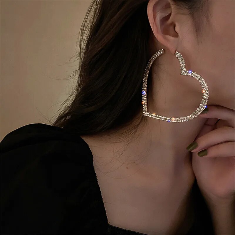 Heart Crystal Hoop Earrings