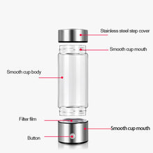 Load image into Gallery viewer, Hydrogen Generator Glass Water Bottle | Alkaline Ionizer | Portable + Rechargeable
