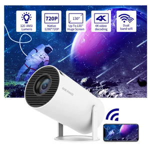 Smart Projector Android 11 1GB 8GB Home Video Projector 720P Wifi