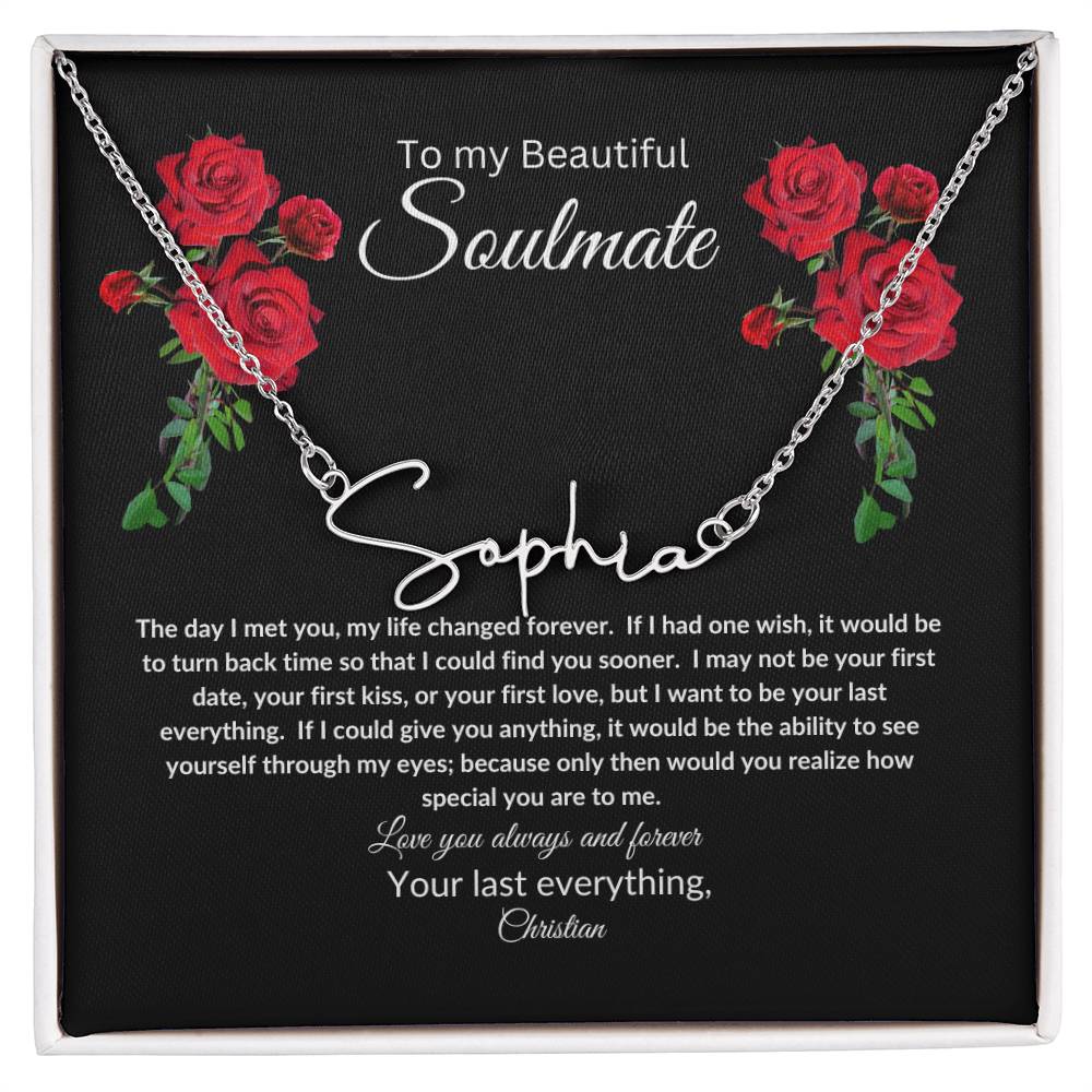 To My Soulmate Signature Name Necklace
